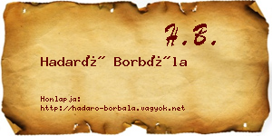 Hadaró Borbála névjegykártya